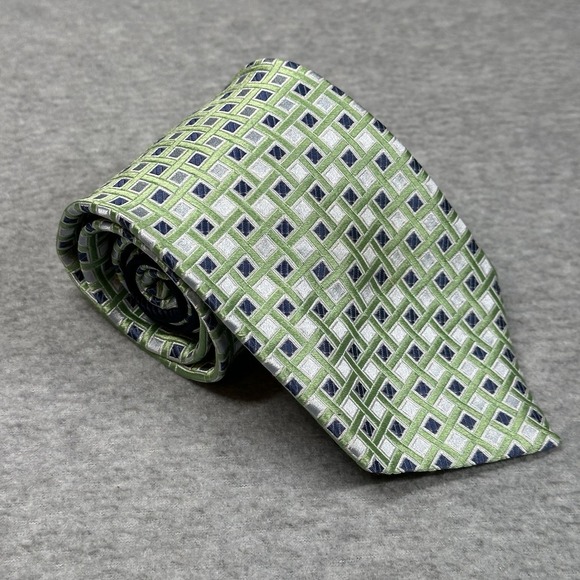 Tommy Hilfiger Other - Tommy Hilfiger Green Geometric 100% Silk Tie –‎ Classic Men's Designer Necktie